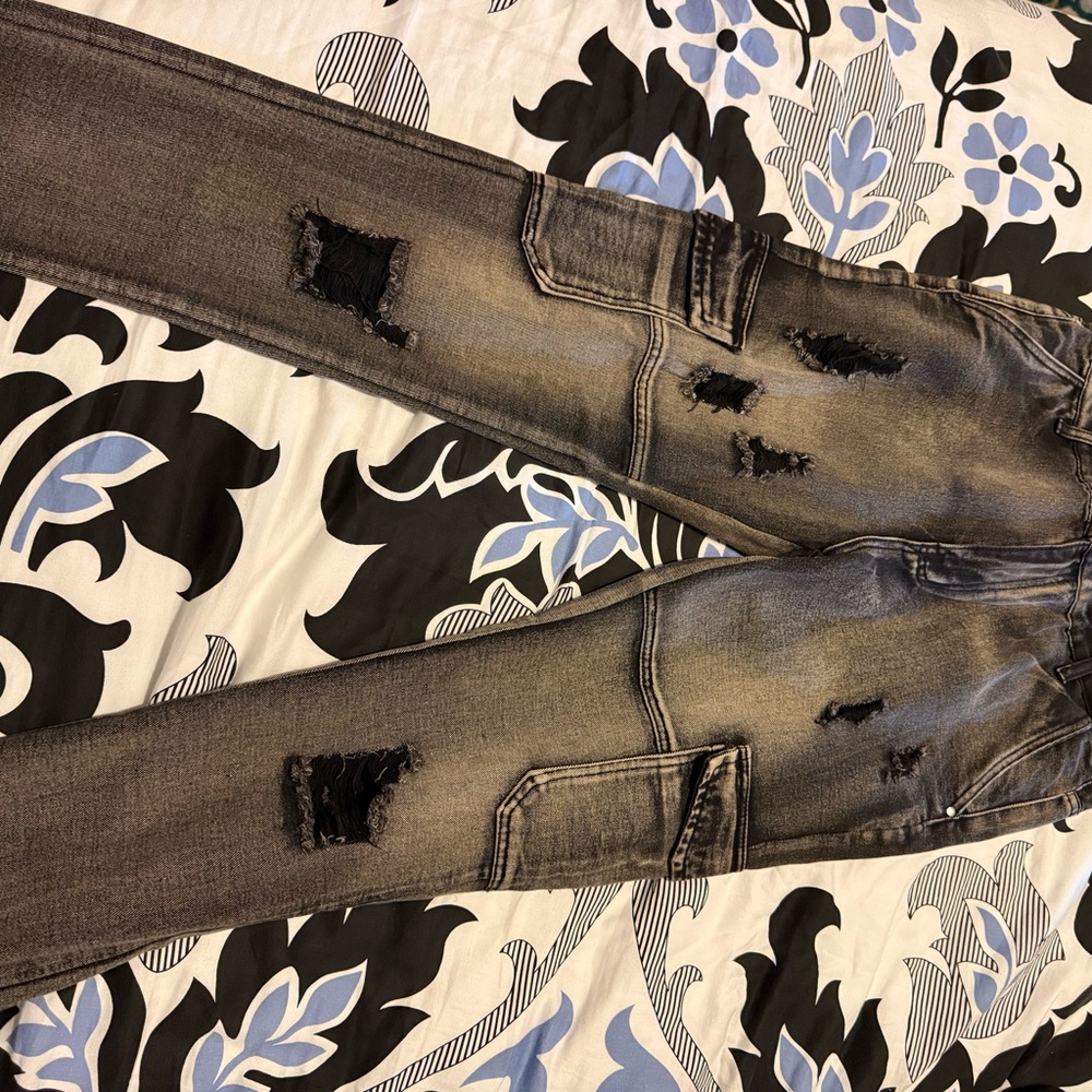 Fashion Nova Men's Slim Jeans - Black and Gray
